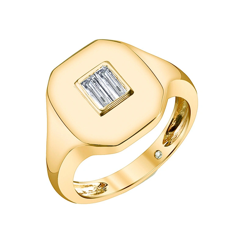 Miss Jewelry Women Jewelry Sterling Silver Baguette Diamond Pinky Ring