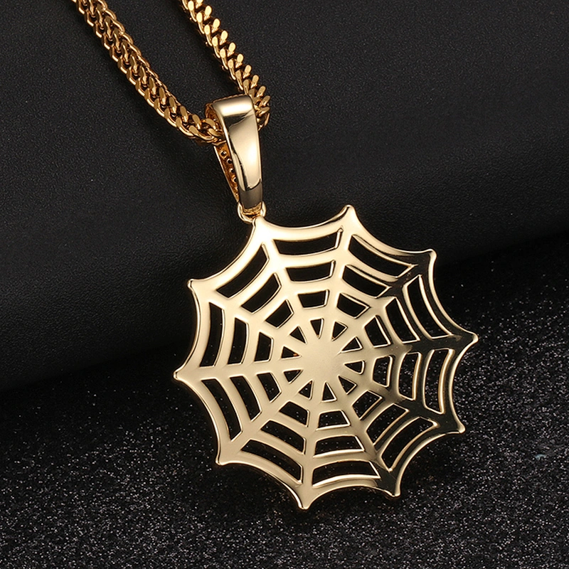 CZ Jewelry Manufacture Gold Chain Hip Hop Spider Web Pendant