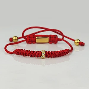Logo custom braided beads charms bracelet with cord chains