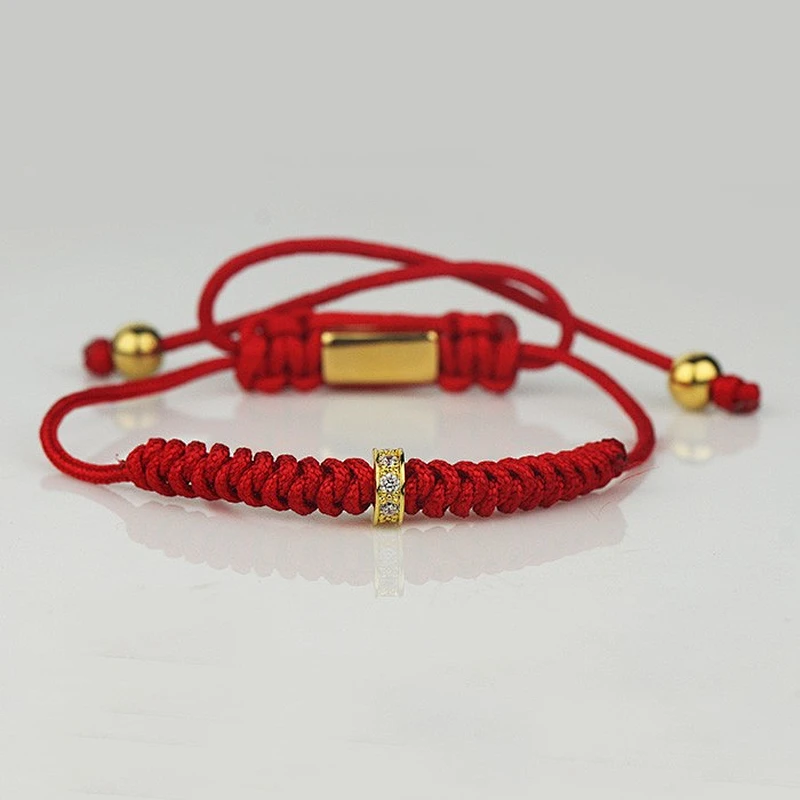 Logo custom braided beads charms bracelet with cord chains
