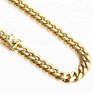 Miss Jewelry 14k 10mm 16mm 18mm 16mm 24mm Gold Micro Pave Brass CZ Miami Cuban Chain Necklace