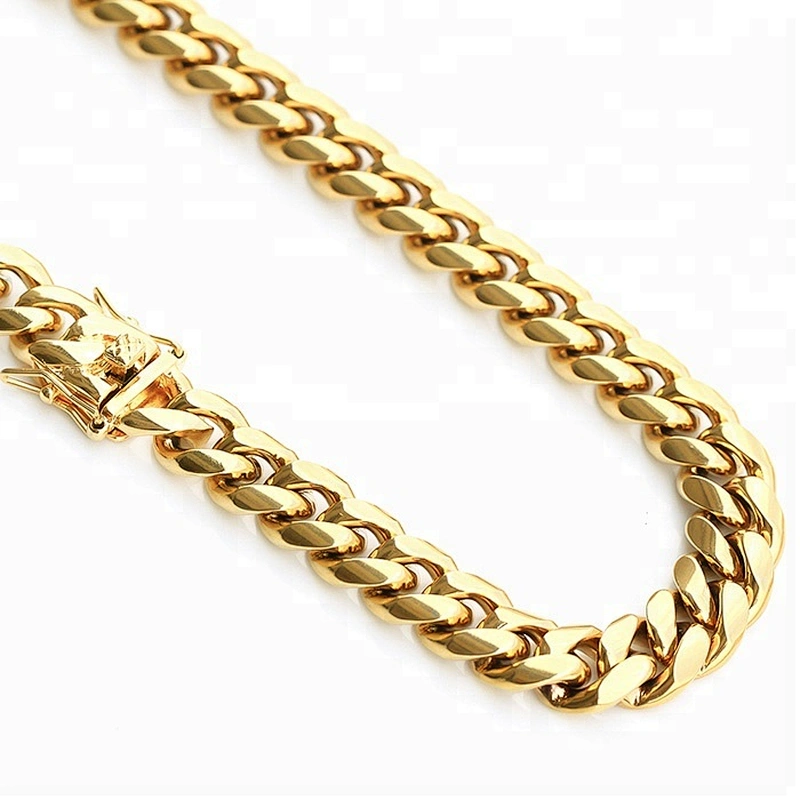 Miss Jewelry 14k 10mm 16mm 18mm 16mm 24mm Gold Micro Pave Brass CZ Miami Cuban Chain Necklace
