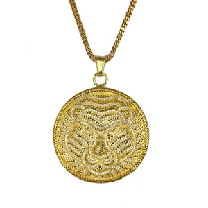 Miss Jewelry Factory Price Big Size18K Gold Plated Lab Diamond Lion Head coin Pendant
