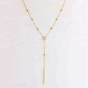 Miss Jewelry Women's Stainless Fashion Long Drop Necklace Chain Gold