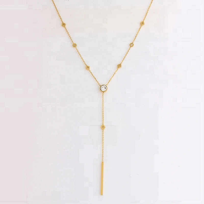 Miss Jewelry Women's Stainless Fashion Long Drop Necklace Chain Gold