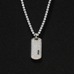 Missjewelry CZ Custom Hip Hip Diamond Dog Tag Mens Pendant