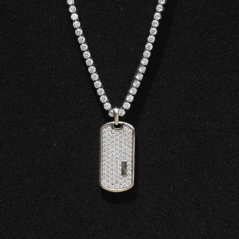 Missjewelry CZ Custom Hip Hip Diamond Dog Tag Mens Pendant