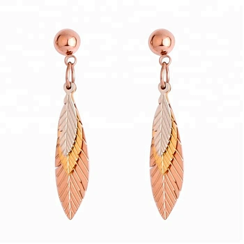 Miss Jewelry Cheap 18k Gold Drop Long Leaf Earrings Latest Design for Girls