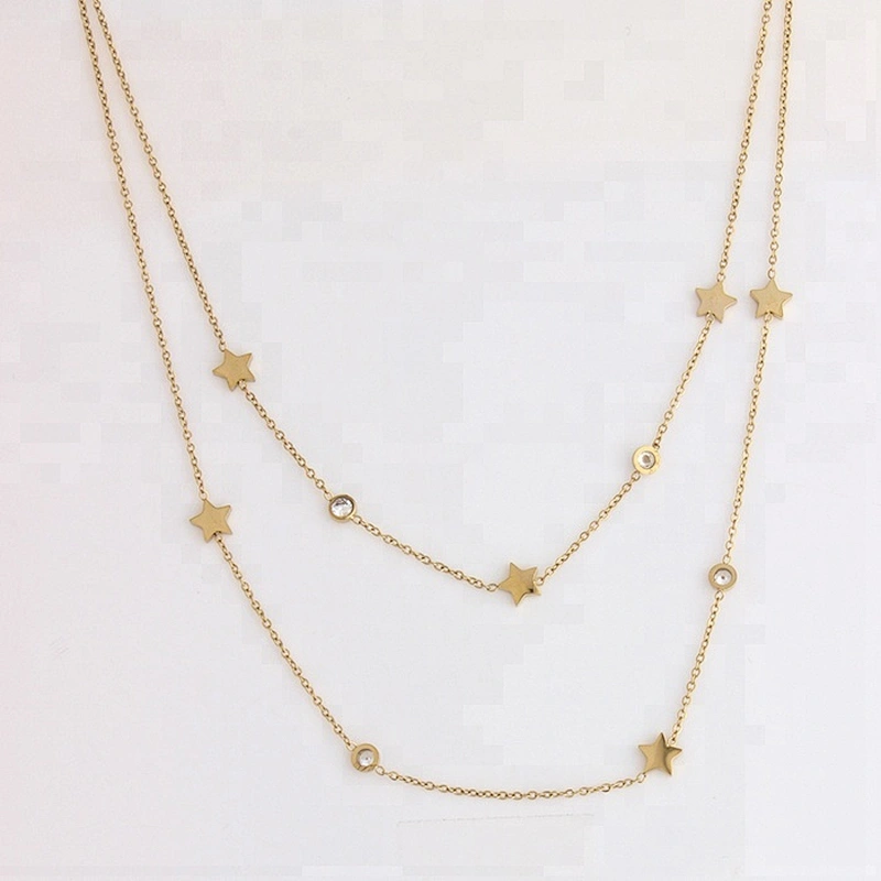 Jewelry Double Gold Chains Necklace for Women