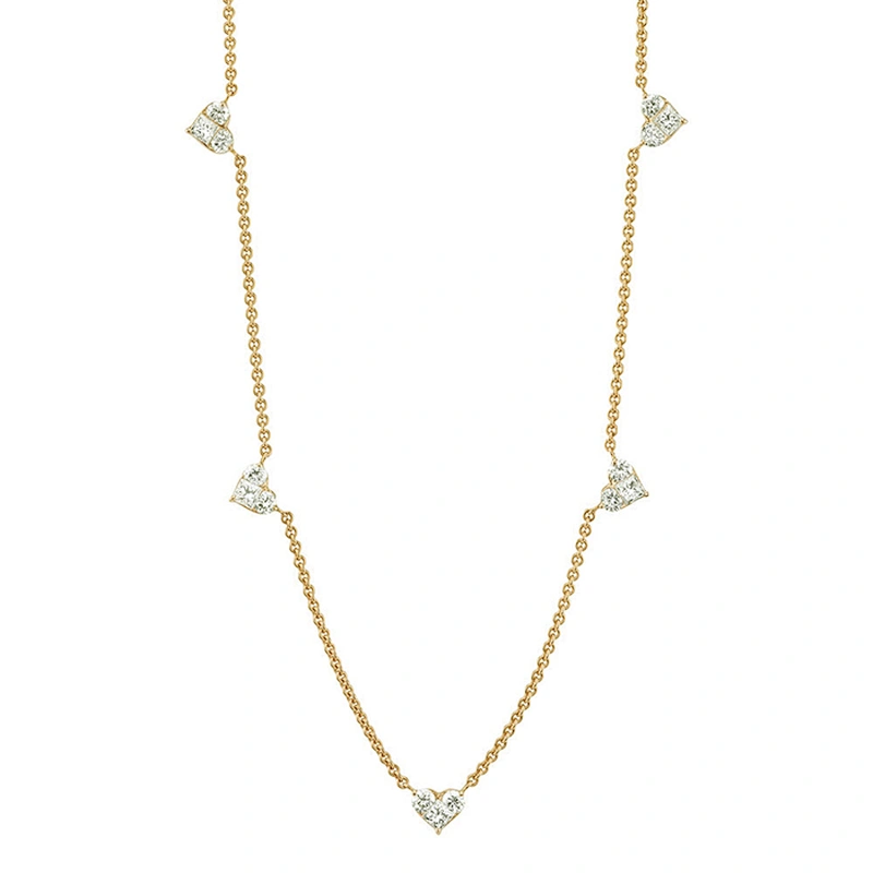 Miss Jewelry Cheap New Designs 14k Gold 5 Heart Necklace Wholesale