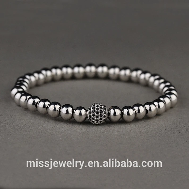 Missjewelry bead hand silver bracelets for men designs wholesale Men Bracelet Bead