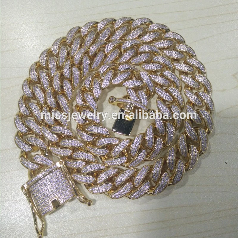 Missjewelry CZ Micro Paved Iced Out Cuban Link Hip Hop Chain Men Necklace