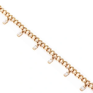 Hip hop jewelry baguette drop link 925 sterling silver women necklace choker