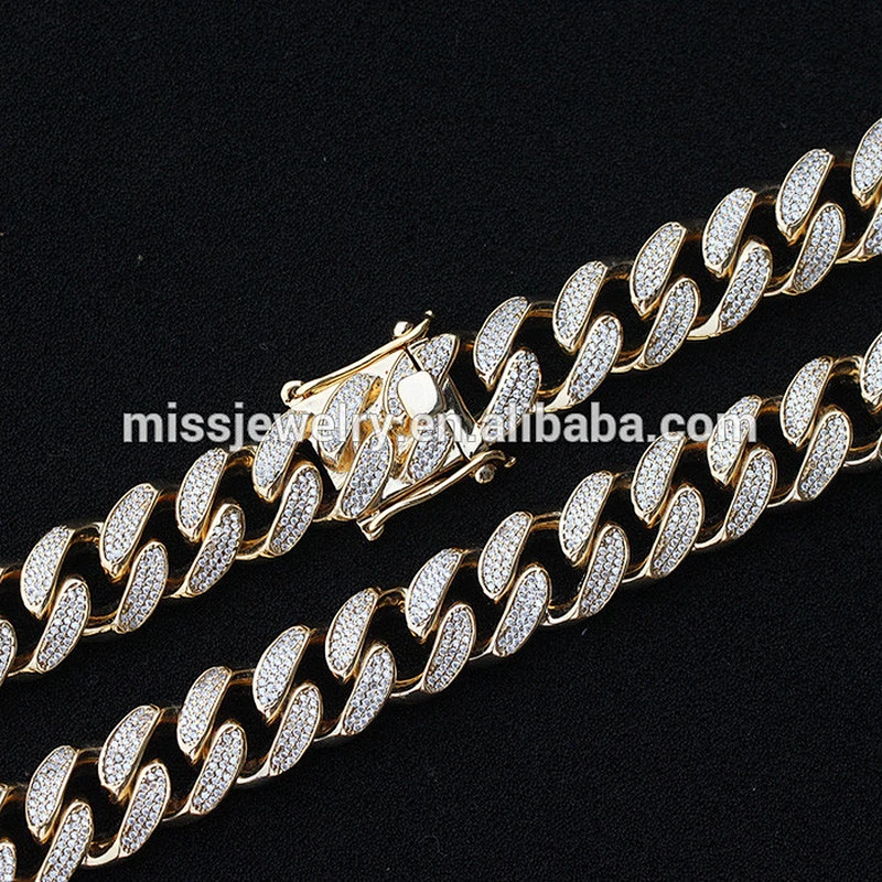 Missjewelry 14k 15mm Mens Iced Out CZ Cuban Link Chain