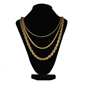 Miss Jewelry Supply Diamond Clasp 18K Italian Gold Rope Chain Necklace New Gold Rope Chain Design for Men
