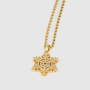 Iced Out Square Silver CZ Spider Pendant Necklace Gold