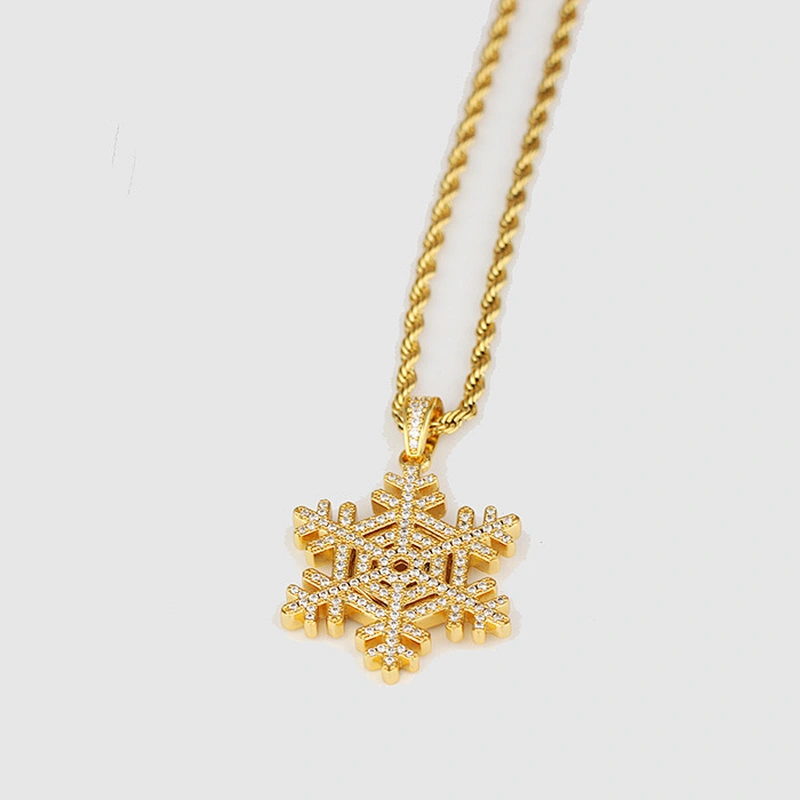Iced Out Square Silver CZ Spider Pendant Necklace Gold