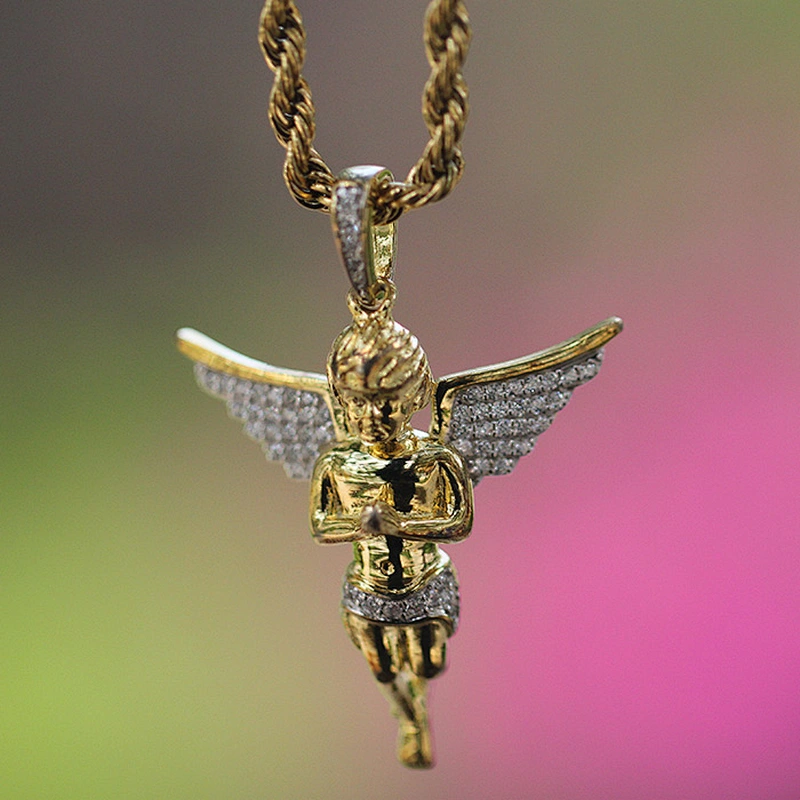 Miss Jewelry 18k gold micro angel piece necklace, silver angels models jewelry