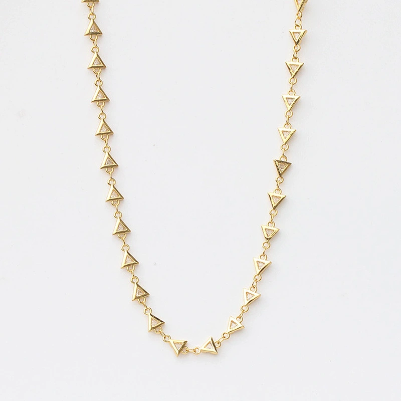 Cubic Zircon Beads Micro Pave CZ Gold Jewelry Necklace
