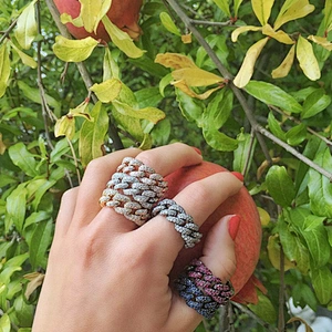 Miss Jewelry CZ Sterling Silver Jumbo Link Ring