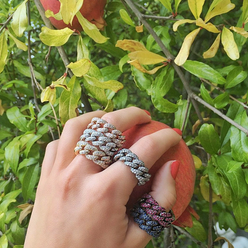 Miss Jewelry CZ Sterling Silver Jumbo Link Ring