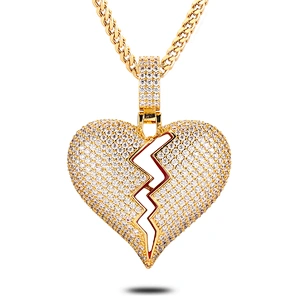 Missjewelry Hip Hop Urban Jewelry Custom 925 Sterling Silver Diamond Break Heart Pendant
