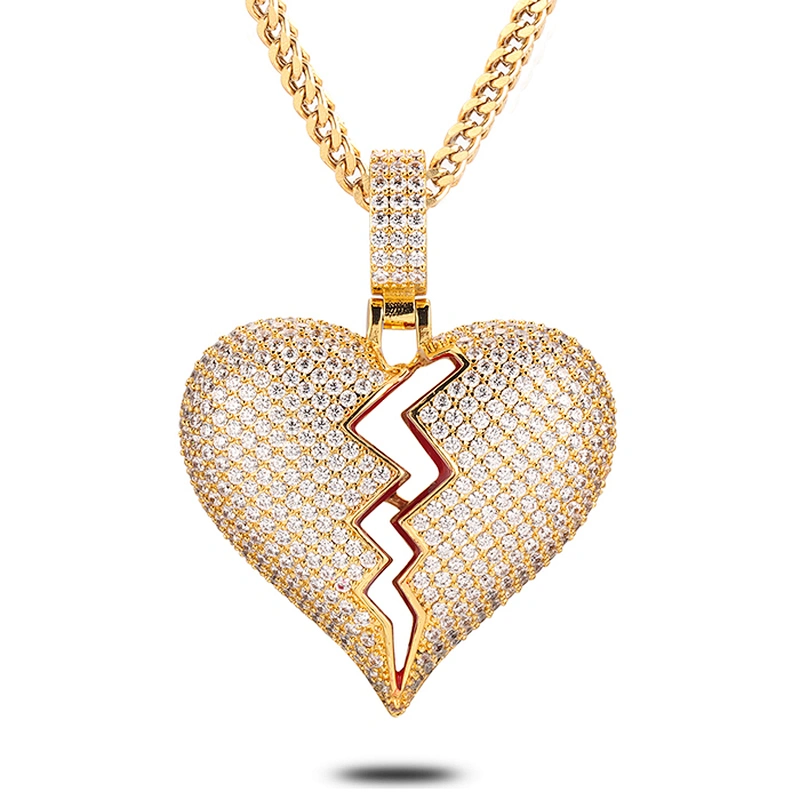 Missjewelry Hip Hop Urban Jewelry Custom 925 Sterling Silver Diamond Break Heart Pendant