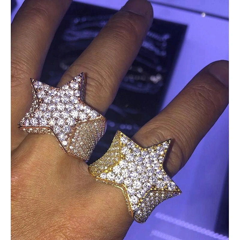Miss Jewelry new design men gold plated star diamond ring