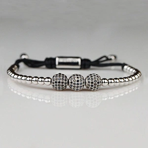 European Stainless Steel Bead Bracelet With Stone, Stainless Steel Charm Bracelet MSBB011