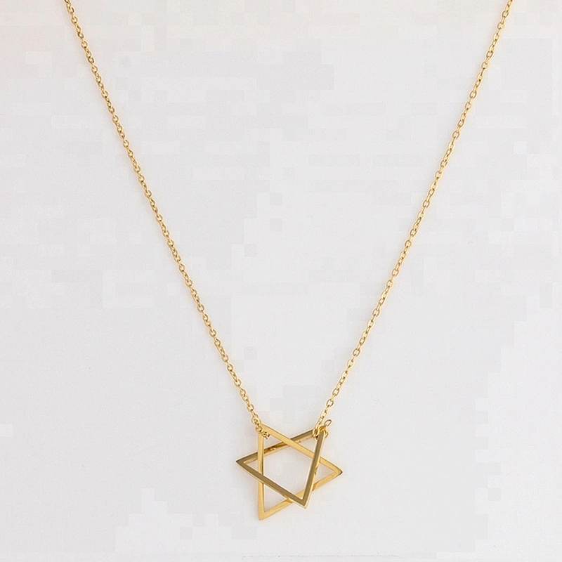 Miss Jewelry Women's Personalized Gold Plated Line Star Necklace Sterling Silver 925