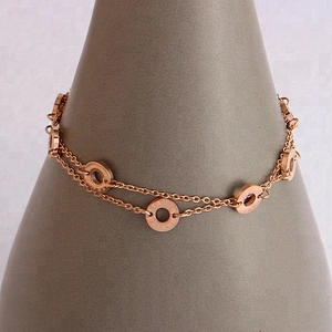 Miss Jewelry Cheap Fashion Jewelry Double Chain 18k Yellow Rose Gold Bracelet Design for Ladies