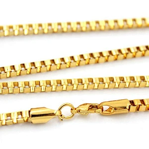 Wholesale high quality gold layered square link chain necklace with lobster clasp