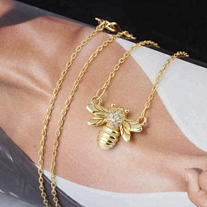 Miss Jewelry Cheap Women Charm 14k 18k Gold Plated Bee Necklace Jewelry