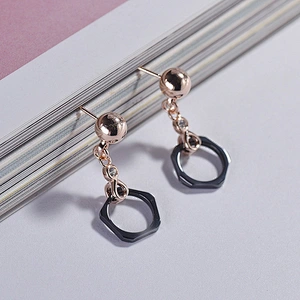 Modern fashion jewelry manufactures women CZ diamond ceramic stud earrings