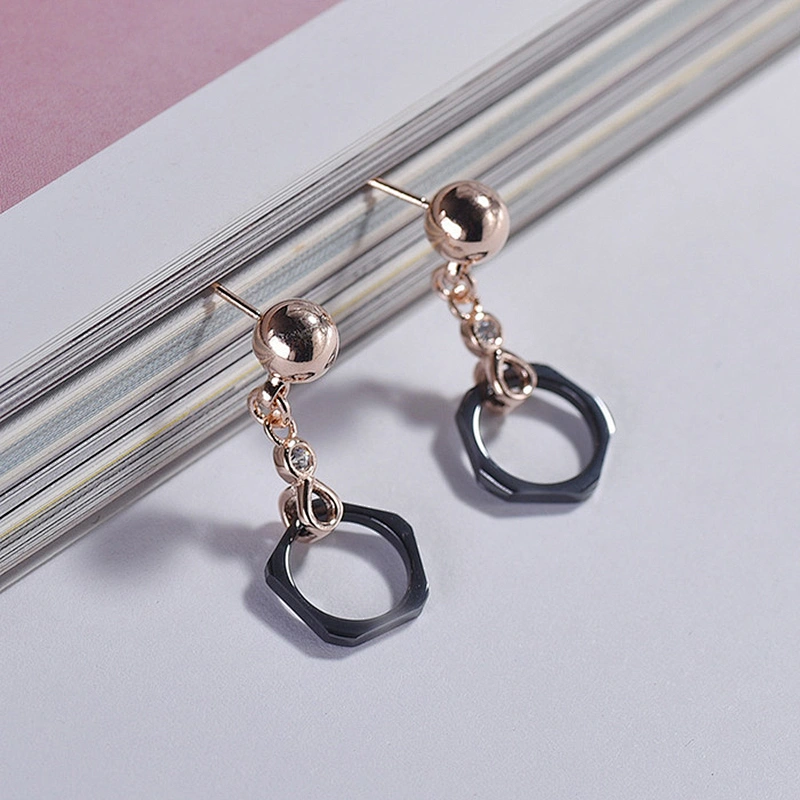 Modern fashion jewelry manufactures women CZ diamond ceramic stud earrings