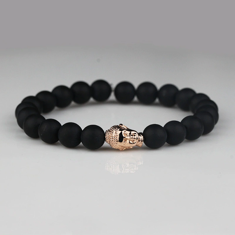 Steel Elastic Black Bead Bracelet