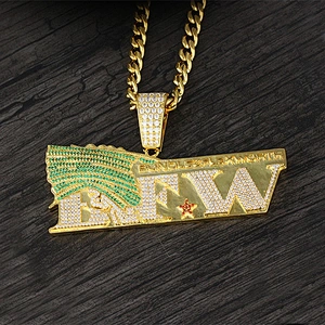 Missjewelry High Quality Luxury Stainless Steel CZ Iced Out Custom Logo Pendant Necklace