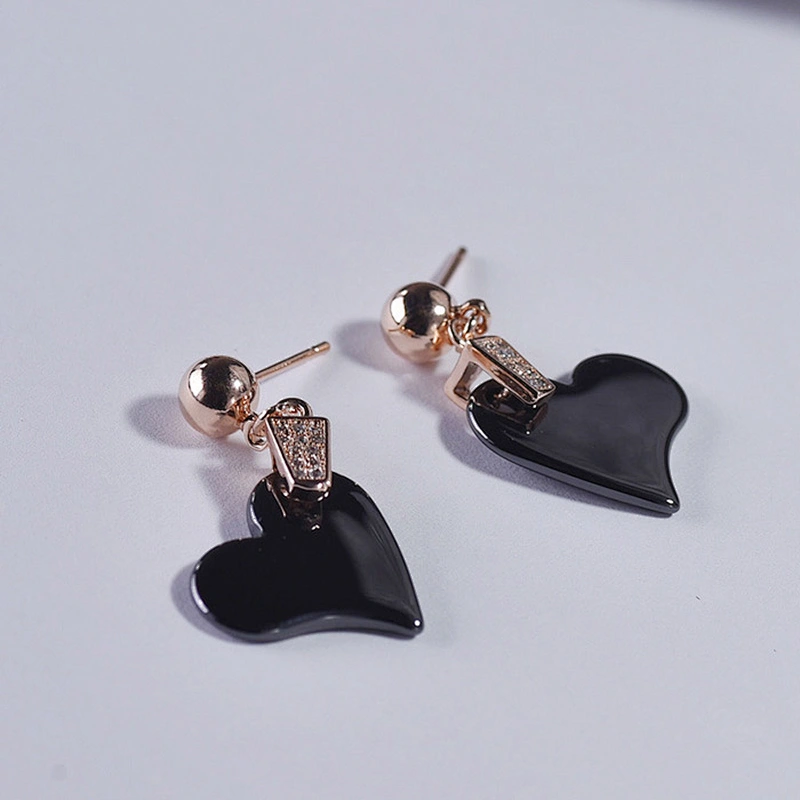 Custom paved diamond rose gold jewelry wedding women pottery earrings