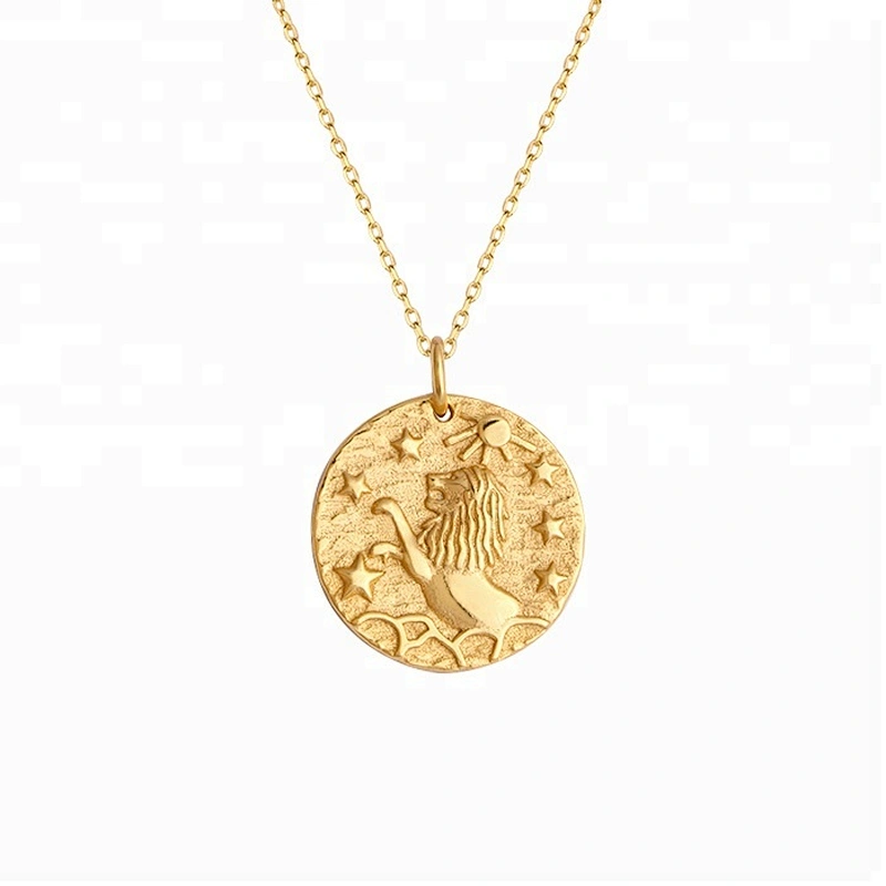 Miss Jewelry Charm Lion Head Gold Coin Pendant 925 Sterling Silver Jewelry