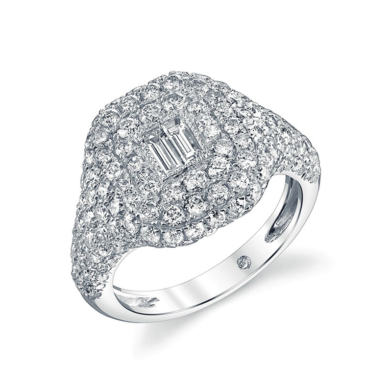 Latest Designs 925 Sterling Silver 18K Gold Jewelry Pave Diamond Pinky Ring for Girls