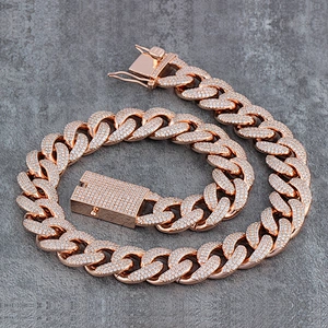 18mm 14k Gold CZ Cuban Link Chain Solid