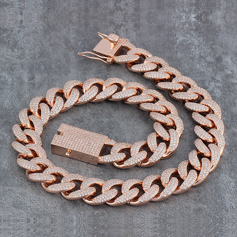 18mm 14k Gold CZ Cuban Link Chain Solid