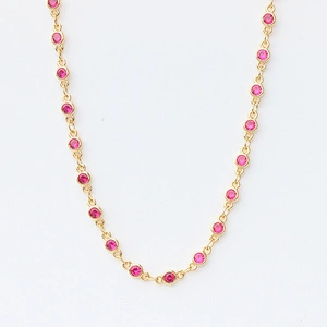 Cubic Zircon Beads Micro Pave CZ Gold Jewelry Necklace