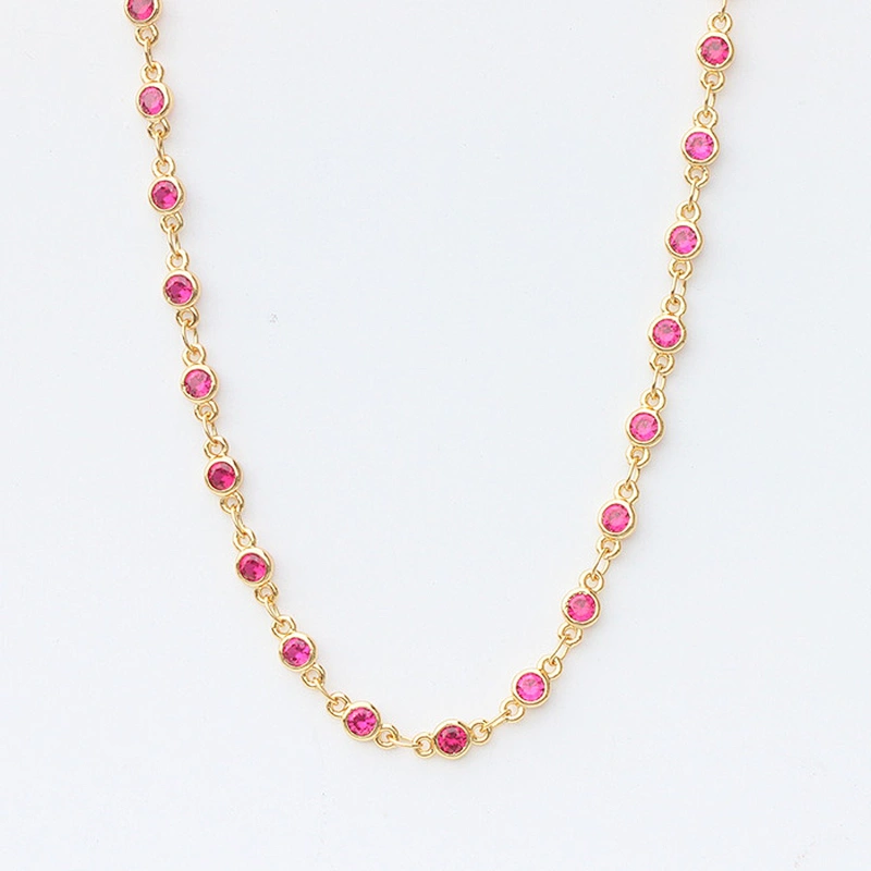 Cubic Zircon Beads Micro Pave CZ Gold Jewelry Necklace