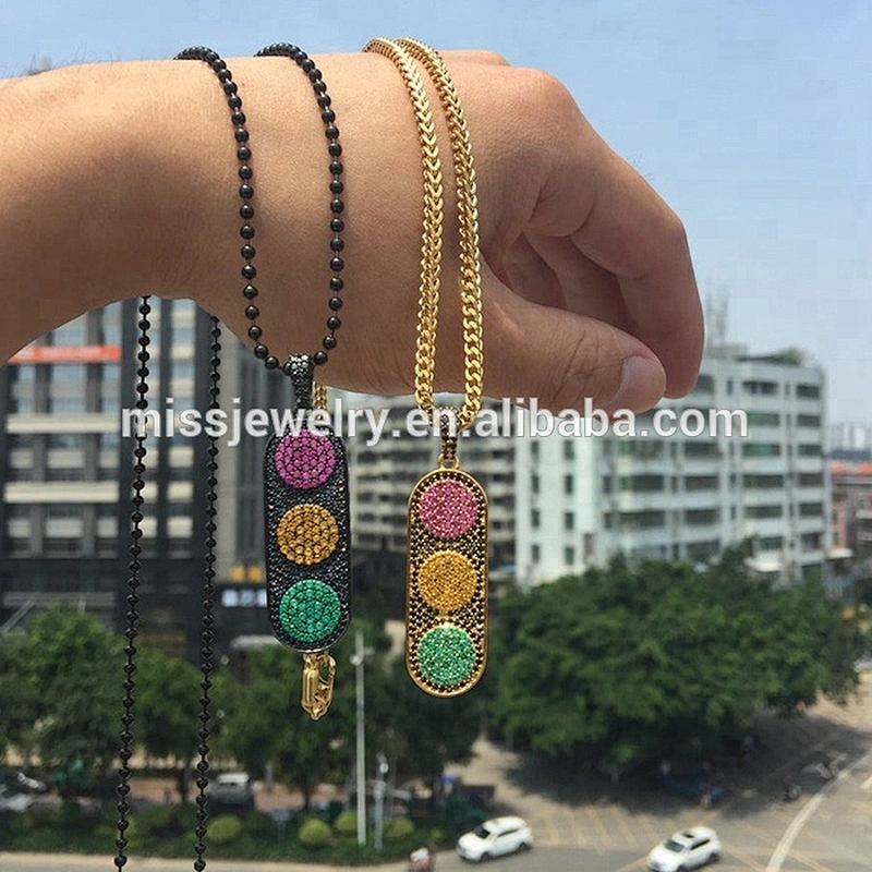 Traffic Light Led Pendant Jewelry with Chain Hip Hop Jewelry
