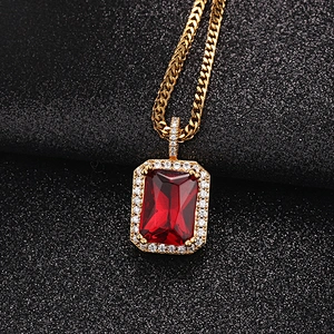 Missjewelry Hip Hop Jewelry Natural Gemstone Ruby Stone Pendant