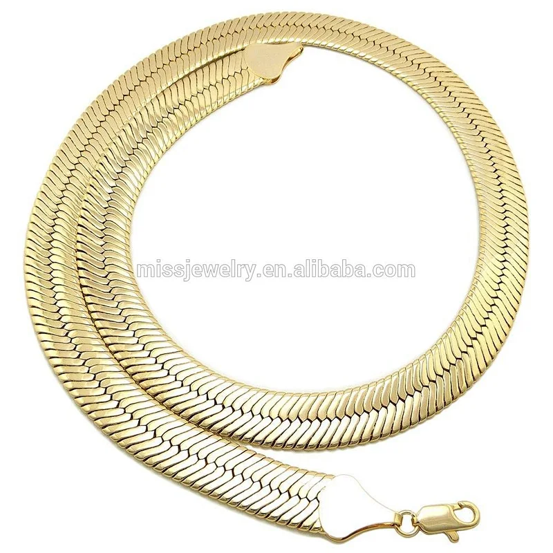Missjewelry 18K GOLD PLATED HIP HOP HERRINGBONE CHAIN NECKLACE