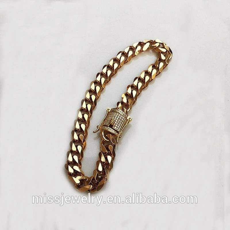 Mens Steel Bracelet  Design 18k Gold for Men