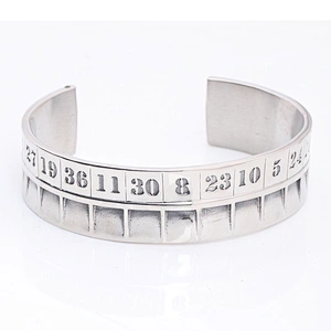 Numbers Mens Tibetan Sterling Silver Cuff Bracelet