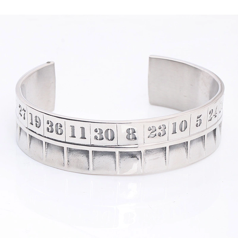 Numbers Mens Tibetan Sterling Silver Cuff Bracelet